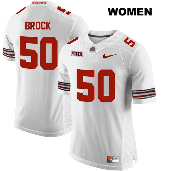 Ohio State Buckeyes Women's Nathan Brock #50 White Authentic Nike College NCAA Stitched Football Jersey YP19B76GM